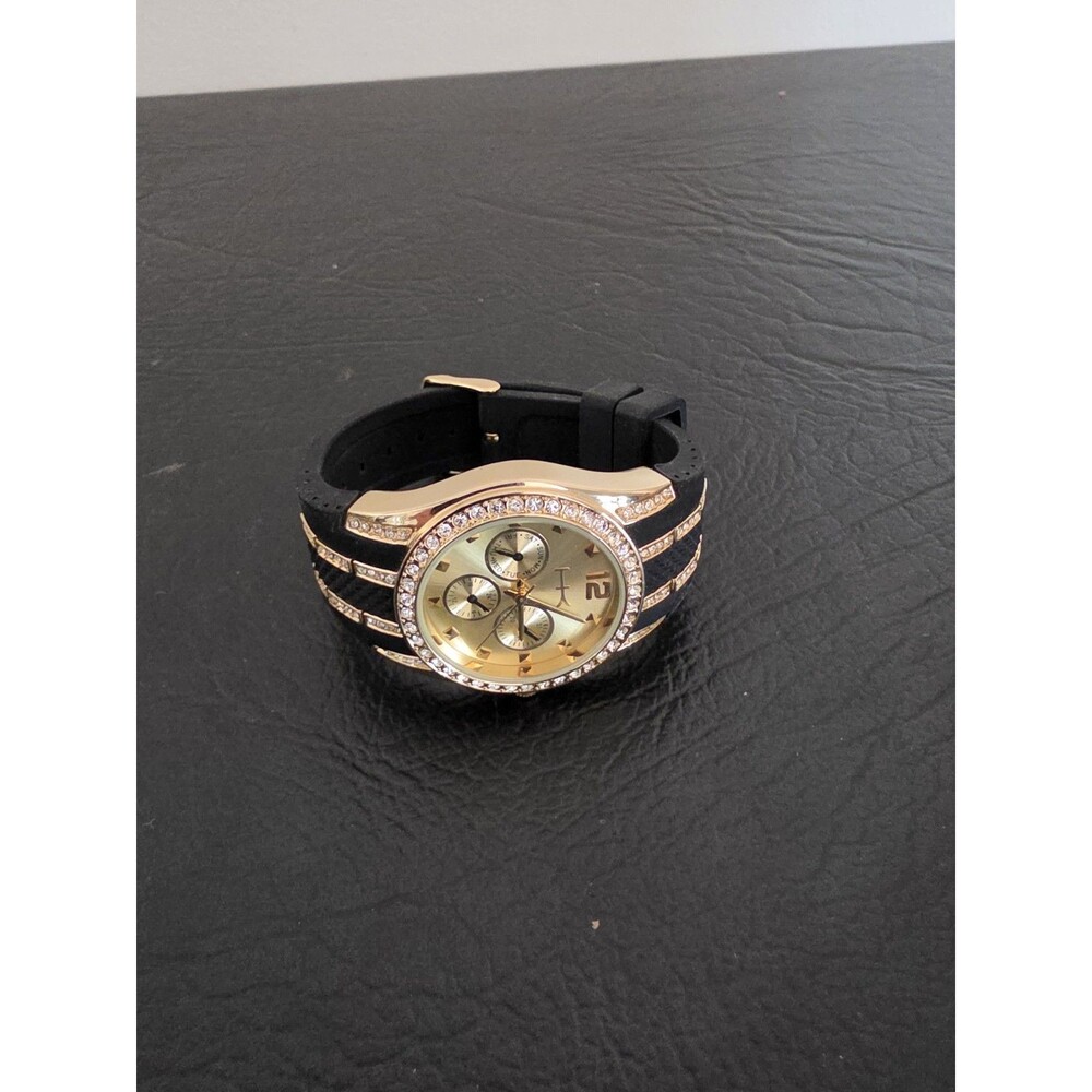 Wildlife by Heidi Klum Mens Dress Watch 38mm Gold Tone Day Date New Battery